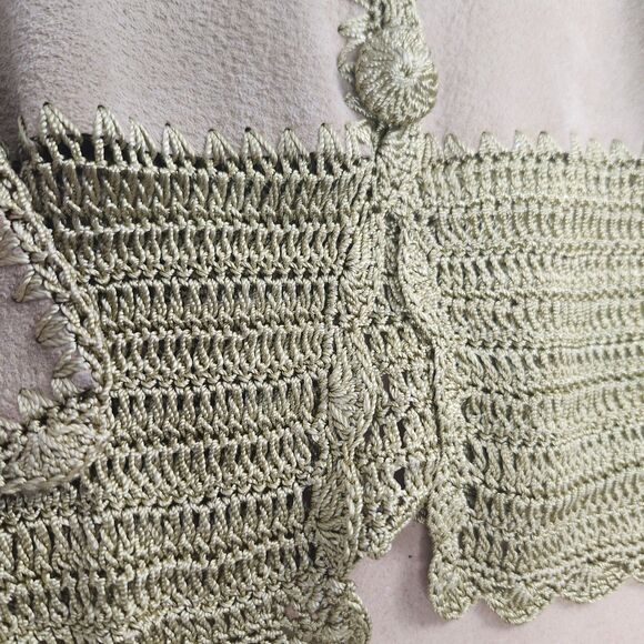 Suede Essentials Crochet Jacket Womens XL Leather Hippy Boho Music Festival - Picture 7 of 10